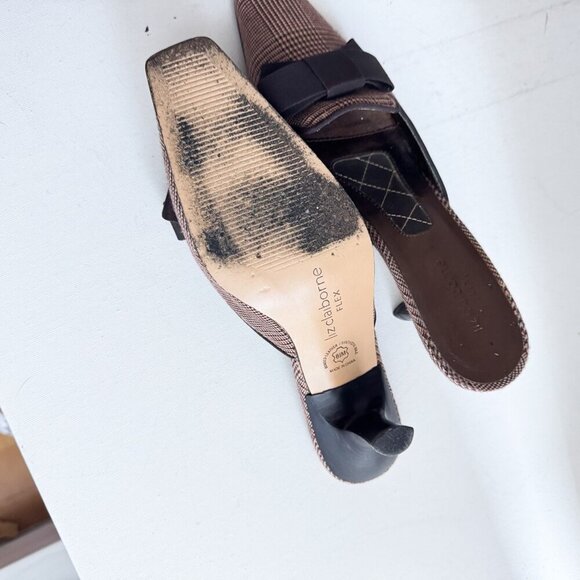 Liz Claiborne Plaid Bow Detail Kitten Heel Slides 8.5 - Picture 10 of 10